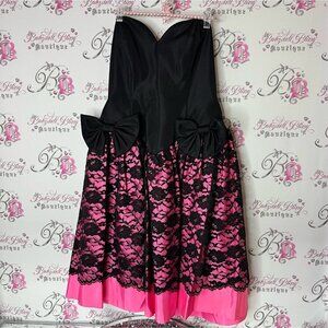 Loriann dress lace ribbon 🎀 bows Elegant Black and Pink Lacie Dress y2k 2000s